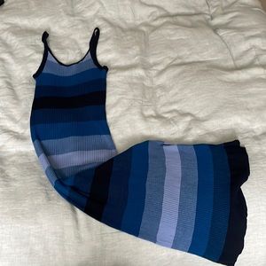 Banana Republic - Blue Striped Bodycon/Midi Dress (XS)